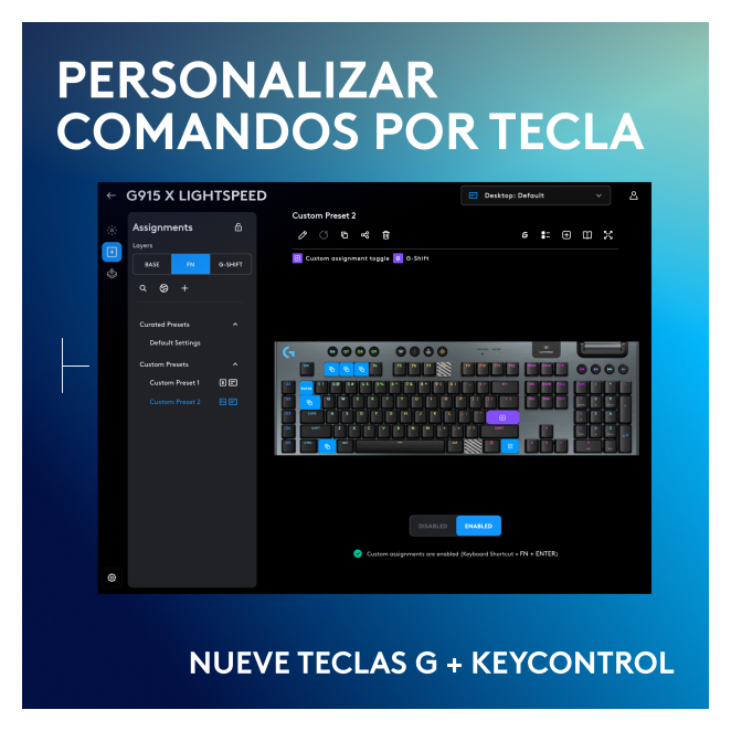 Logitech G Teclado para gaming inalámbrico de perfil bajo G915 X LIGHTSPEED, teclas de PBT de doble moldeado, teclas totalmente programables, retroiluminación RGB, elegante acabado en aluminio, interruptores táctiles marrones GL, PC/Mac, Layout ES 4 Retroiluminación del Logitech G G915 X LIGHTSPEED