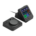 Imagen del Logitech MX Creative Console, un keypad programable con 9 teclas LCD personalizables y dial de control, SKU 920-012931. Ideal para diseño gráfico, edición de vídeo y fotografía.