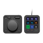 Imagen del Logitech MX Creative Console, un keypad programable con 9 teclas LCD personalizables y dial de control, SKU 920-012931. Ideal para diseño gráfico, edición de vídeo y fotografía.