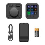 Imagen del Logitech MX Creative Console, un keypad programable con 9 teclas LCD personalizables y dial de control, SKU 920-012931. Ideal para diseño gráfico, edición de vídeo y fotografía.