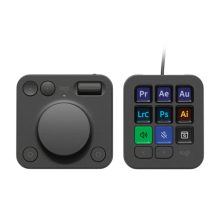 Imagen del Logitech MX Creative Console, un keypad programable con 9 teclas LCD personalizables y dial de control, SKU 920-012931. Ideal para diseño gráfico, edición de vídeo y fotografía.