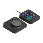 Imagen del Logitech MX Creative Console, un keypad programable con 9 teclas LCD personalizables y dial de control, SKU 920-012931. Ideal para diseño gráfico, edición de vídeo y fotografía.