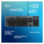 Logitech G Teclado mecánico para gaming con cable de perfil bajo G915 X, teclas de PBT de doble moldeado, programación completa, iluminación RGB, acabado en aluminio, interruptores táctiles marrones GL, PC/Mac, Layout ES. SKU: 920-012943