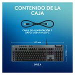 Logitech G Teclado mecánico para gaming con cable de perfil bajo G915 X, teclas de PBT de doble moldeado, programación completa, iluminación RGB, acabado en aluminio, interruptores táctiles marrones GL, PC/Mac, Layout ES. SKU: 920-012943
