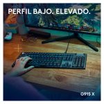 Logitech G Teclado mecánico para gaming con cable de perfil bajo G915 X, teclas de PBT de doble moldeado, programación completa, iluminación RGB, acabado en aluminio, interruptores táctiles marrones GL, PC/Mac, Layout ES. SKU: 920-012943