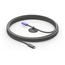 Cable USB Logitech modelo 952-000195 de 5 metros, formato USB C, compatible con USB 3.2 Gen 2, colores grafito y violeta.