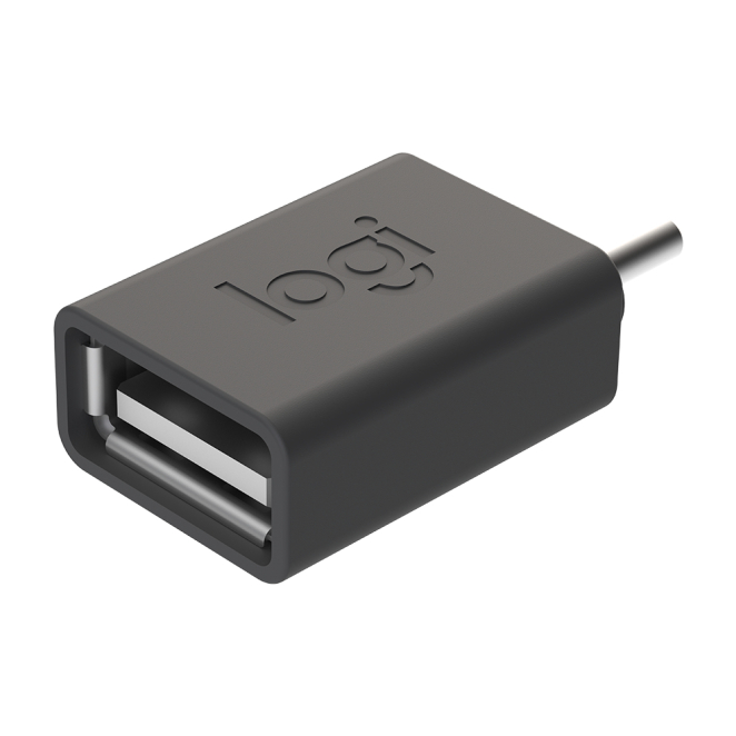 Logitech cambiador de género USB C a USB A Grafito Logitech cambiador de género para cable USB C a USB A en color grafito, SKU 956-000005