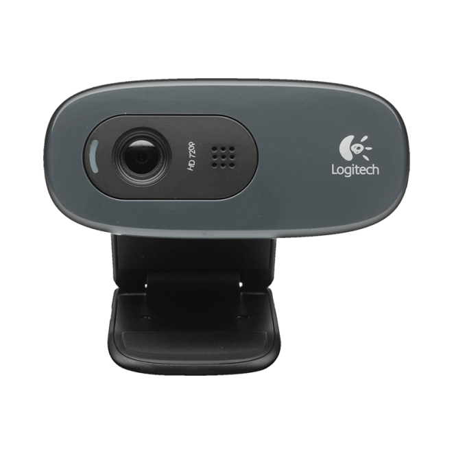 Logitech HD Webcam C270 con resolución HD y micrófono integrado Cámara web Logitech HD Webcam C270 con resolución de 1280 x 720 píxeles, 3 megapíxeles, conectividad USB 2.0 en color negro y gris. SKU: 960-000582