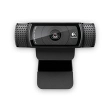 Logitech HD Pro Webcam C920, cámara web con resolución de 1920 x 1080 pixeles, conexión USB 2.0 en color negro. SKU 960-000767