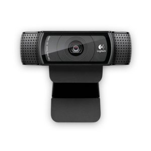 Logitech HD Pro Webcam C920, cámara web con resolución de 1920 x 1080 pixeles, conexión USB 2.0 en color negro. SKU 960-000767