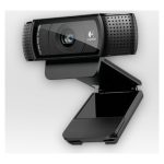 Logitech HD Pro Webcam C920, cámara web con resolución de 1920 x 1080 pixeles, conexión USB 2.0 en color negro. SKU 960-000767