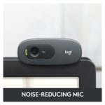 Imagen de la cámara web Logitech 960-001063, con resolución de 1280 x 720 pixeles, 3 MP, conectividad USB 2.0 y color negro. SKU 960-001063.