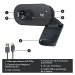Logitech 960-001364 cámara web con resolución de 1280 x 720 pixeles, conexión USB en color negro