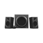 Logitech conjunto de altavoces modelo 980-001202, con 2.1 canales y 40W de potencia en color negro