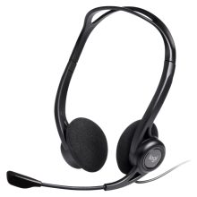 Auriculares alámbricos de Logitech modelo 981-000100, diadema negra, ideales para llamadas y música, con conexión USB tipo A.