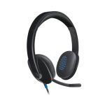 Auricular y casco Logitech 981-000480, alámbrico, con diadema, para oficina o centro de llamadas, USB tipo A, color negro