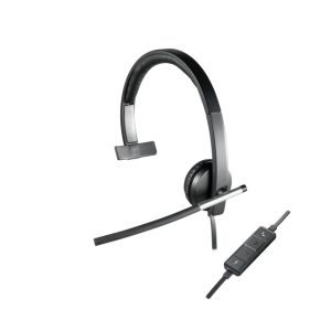 Auricular y casco Logitech 981-000514, alámbrico, diadema, ideal para oficina y centro de llamadas, conexión USB tipo A, color negro y plata
