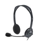 Auriculares alámbricos Logitech modelo 981-000593 con diadema, micrófono y diseño en color negro, ideales para oficina o centro de llamadas