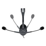 Auriculares alámbricos Logitech modelo 981-000593 con diadema, micrófono y diseño en color negro, ideales para oficina o centro de llamadas