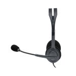 Auriculares alámbricos Logitech modelo 981-000593 con diadema, micrófono y diseño en color negro, ideales para oficina o centro de llamadas