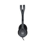 Auriculares alámbricos Logitech modelo 981-000593 con diadema, micrófono y diseño en color negro, ideales para oficina o centro de llamadas
