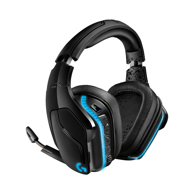 Logitech G Auriculares Gaming modelo G935 con sonido envolvente Auriculares Logitech G G935 Gaming con micrófono, sonido envolvente y retroiluminación RGB, SKU 981-000744