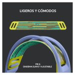 Auricular y casco inalámbrico Logitech G, diseño de diadema para juego en color lila, SKU 981-000890