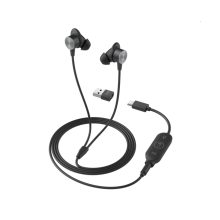 Auriculares intrauditivos Logitech Zone Wired, micrófono integrado y control de volumen, SKU 981-001009