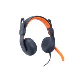 Logitech auriculares y casco alámbricos modelo 981-001367 con diadema, conectores USB Tipo C, en colores azul y naranja, ideales para educación.