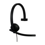 Logitech H570e auriculares alámbricos con diadema para oficina y centros de llamadas, conexión USB tipo A, color negro, SKU 981-001426