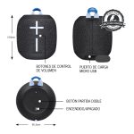 Altavoz portátil Ultimate Ears WONDERBOOM 3 con sonido envolvente de 360 grados, resistente al agua y con 13 horas de autonomía. SKU 984-001829