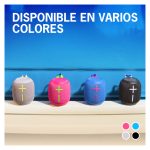 Altavoz portátil Ultimate Ears WONDERBOOM 3 con sonido envolvente de 360 grados, resistente al agua y con 13 horas de autonomía. SKU 984-001829