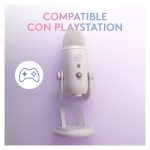 Micrófono Blue Microphones Yeti Aurora Collection en color blanco para mesa, ideal para podcasts y grabaciones con SKU 988-000533