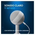 Logitech G Yeti Orb, micrófono condensador RGB con LIGHTSYNC para gaming, USB, cardioide, Plug and Play USB, blanco, SKU 988-000558