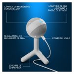 Logitech G Yeti Orb, micrófono condensador RGB con LIGHTSYNC para gaming, USB, cardioide, Plug and Play USB, blanco, SKU 988-000558