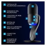 Micrófono Logitech G Yeti GX con alta calidad de grabación profesional, SKU 988-000569. Ideal para streaming y podcasting.