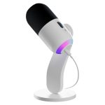 Imagen del micrófono dinámico Logitech G Yeti GX en color blanco, con conectividad USB, patrón de captura supercardioide, RGB LIGHTSYNC y Plug and Play, SKU 988-000576