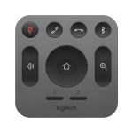 Mando a distancia RF inalámbrico Logitech MeetUp para webcam con botones, SKU 993-001389, diseño ergonómico y fácil de usar