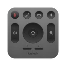 Mando a distancia RF inalámbrico Logitech MeetUp para webcam con botones, SKU 993-001389, diseño ergonómico y fácil de usar