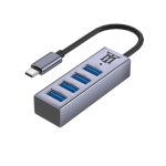 Hub de interfaz USB Maillon Technologique Premium MTHUB4 con USB 3.2 Gen 2 Type-C, velocidad de 5 Mbit/s, fabricado en aluminio gris