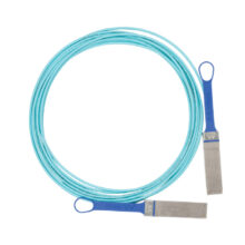 Cable de fibra óptica InfiniBand 100 metros QSFP Cian modelo MFA1A00-E100 de Mellanox Technologies