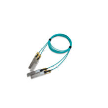 Cable de fibra óptica e InfiniBand de 15 metros, color azul, con conectores duales QSFP56 de Mellanox Technologies. SKU: MFS1S90-H015E
