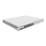 Router Gigabit Ethernet Mikrotik modelo CCR2216-1G-12XS-2XQ con diseño en color plata y especificaciones avanzadas para alta capacidad de redes.