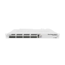 Switch gestionado Mikrotik CRS317-1G-16S+RM L3 en gris, 1U, 16 puertos SFP+ y 1 puerto Gigabit Ethernet. SKU: CRS317-1G-16S+RM