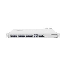 Switch gestionado Mikrotik modelo CRS328-4C-20S-4S+RM en color blanco, 1U de altura, con 20 puertos SFP y funcionalidades L2/L3. SKU: CRS328-4C-20S-4S+RM