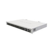 Switch Gestionado Mikrotik CRS354-48G-4S+2Q+RM con 48 puertos Gigabit Ethernet, 4 puertos SFP+ y 2 puertos QSFP+ en color gris, SKU CRS354-48G-4S+2Q+RM