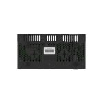 Vista del Mikrotik RB4011IGS+RM, un router con 10 puertos Gigabit Ethernet, diseño negro y diversas funcionalidades avanzadas, SKU RB4011IGS+RM