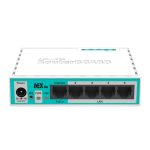 Router Mikrotik hEX lite blanco compacto con 5 puertos Ethernet, modelo RB750r2