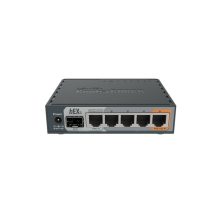 Router Gigabit Ethernet Mikrotik hEX S en color negro, SKU RB760IGS. Cuenta con 5 puertos Gigabit Ethernet