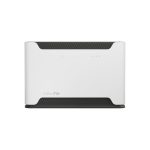 Mikrotik Chateau LTE12 router inalámbrico Gigabit Ethernet de doble banda 2.4 GHz y 5 GHz con 4G, en colores negro y blanco. SKU: RBD53G-5HACD2HND-TC&EG12-EA